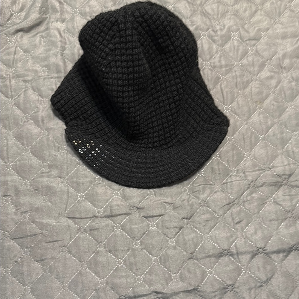 Black Textured Knit Bucket Hat